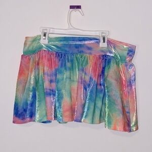 iHeartRaves Neon Rainbow Tye Dye Stretch Velvet Skirt (XL) 🌈